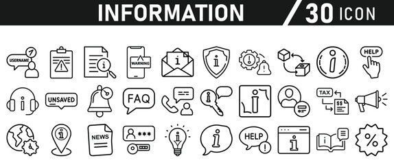 Information icons set. Liner information icon. Info simple vector icons collection
