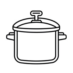 Pressure cooker vector line art on white baclground