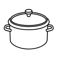 Crock pot vector line art on white baclground