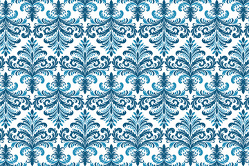 bohemian seamless blue ornamental pattern with delicate botanical flourishes for fashionable pillow covers and home decor

