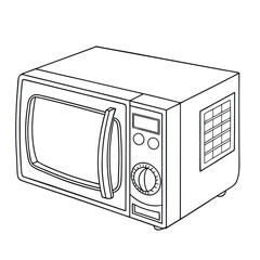 Fototapeta premium Microwave vector line art on white baclground