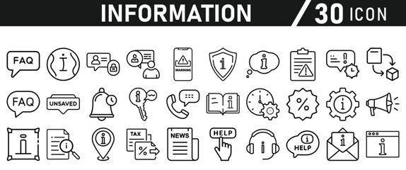 Information icons set. Liner information icon. Info simple vector icons collection