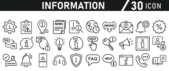 Information icons set. Liner information icon. Info simple vector icons collection