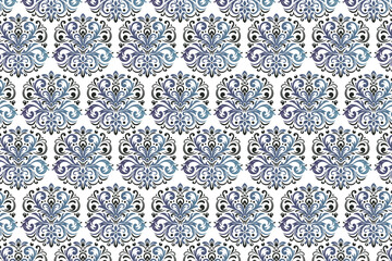 timeless seamless blue ornamental floral pattern with vintage-inspired designs for trendy textile accessories

