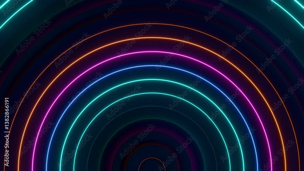 Canvas Prints abstract colorful glowing circle neon light background video, wallpaper 4k seamless loop motion grap