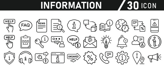 Information icons set. Liner information icon. Info simple vector icons collection