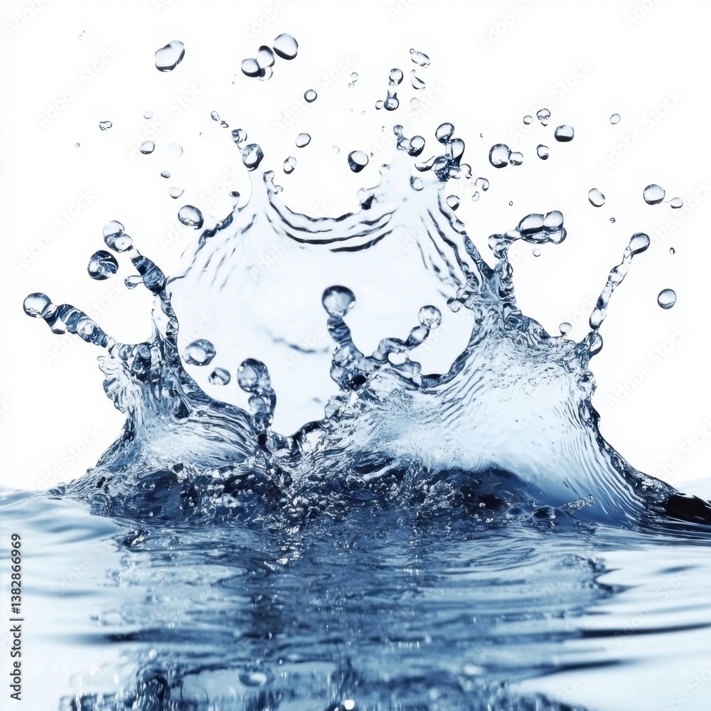 Poster dynamic splash of water on white background creating a refreshing and clean visual effect in macro s