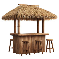 Beach wooden tiki bar isolated on transparent background