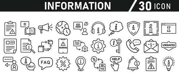Information icons set. Liner information icon. Info simple vector icons collection