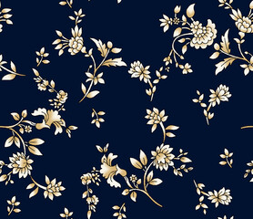 Beautiful Mughal art all over flower pattern with green leaves and motifs and beautiful colours for digital print