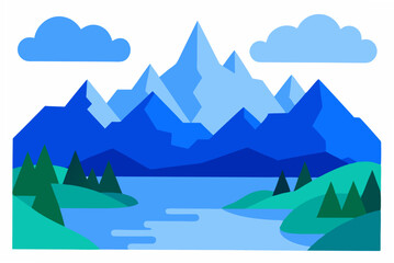 Fototapeta premium vector illustration of a mountain landscape