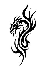 dragon tribal tattoo silhouette