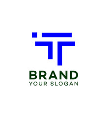 Abstract Blue T Letter Logo Design Brand Identity