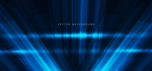 Fototapeta premium Techlology geometric diagonal glowing on dark blue background. Communication concept innovation.