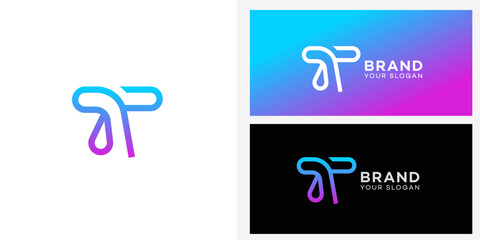 Modern Minimalist T Letter Logo Design Brand Identity Gradient