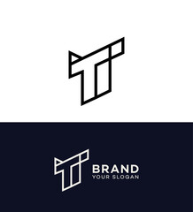 Modern Minimalist Geometric Letter T Logo Design Branding