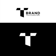 Abstract Monochrome T Letter Logo Design Brand Identity
