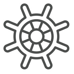 Obraz premium Marine steering wheel line icon, marine navigation concept. Vector graphics. Ship control, vessel rudder sign on white background, outline style icon for mobile or web design.