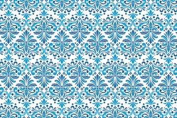 elegant seamless blue ornamental floral pattern with intricate details for luxurious bedsheets and pillow covers

