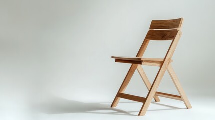 A modern wooden chair with a minimalist design, placed on a white background with space for branding -