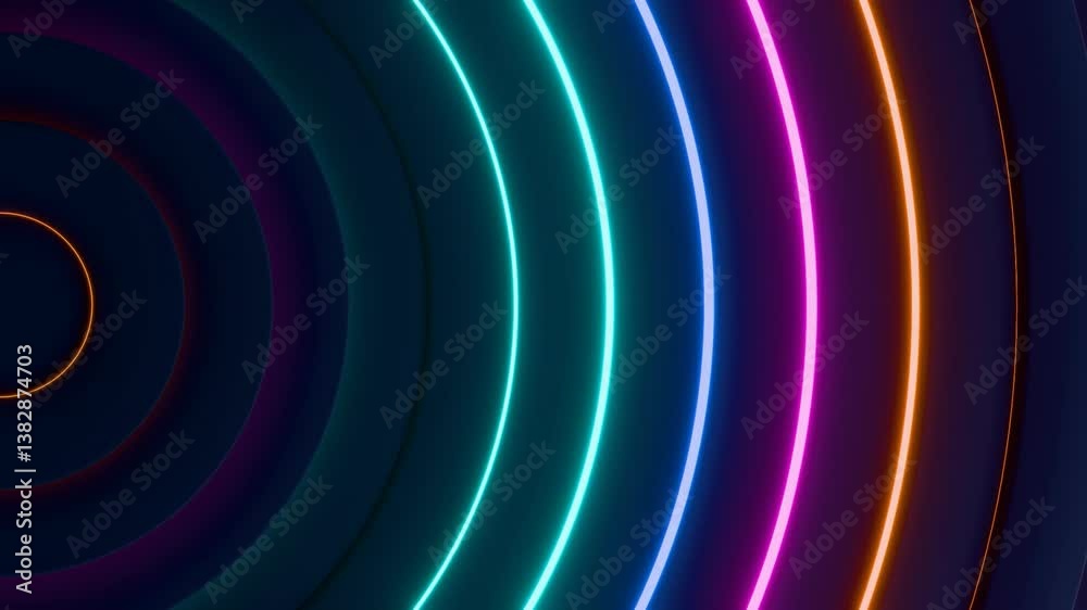 Canvas Prints abstract colorful glowing circle neon light background video, wallpaper 4k seamless loop motion grap
