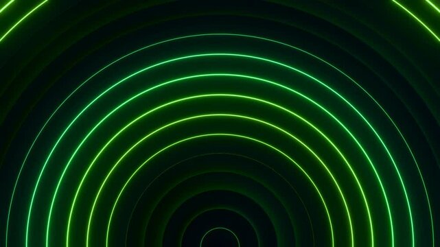 abstract colorful green glowing circle neon light background video, wallpaper 4k seamless loop motion graphic backdrop