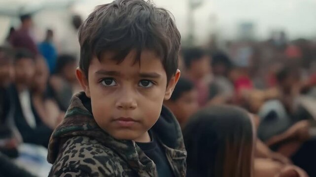 Struggling Immigrants in a Boat, Facing Uncertainty and Danger, in Search of a New Home