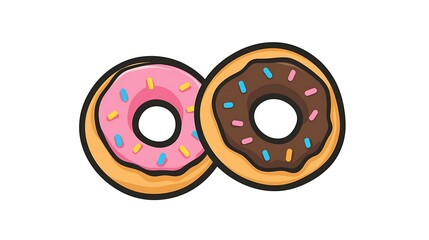 Obraz premium Sweet Donut Duo Pink Chocolate Delight.