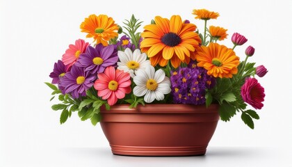 colorful flowers in pots