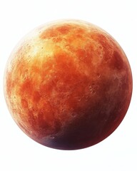 Obraz premium Detailed Surface of a Distant Red Planet with Craters and Shadows Against a White Background Space Exploration