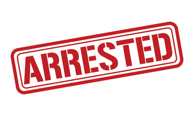 ARRESTED red stamp text vector, rubber stamp

