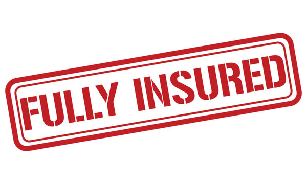 FULLY INSURED red stamp text vector, rubber stamp
