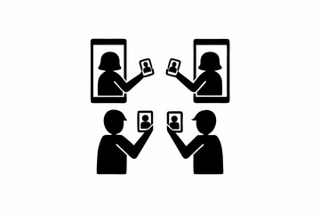 Fototapeta premium People use Smartphone silhouette vector illustration