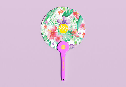 Front View Round Paper Hand Fan Mockup