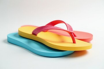 Close-up of a flip-flop against a white backdrop, vacation, footwear