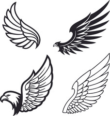 Wings icons set. Simple set of wings vector icons for web design on white background