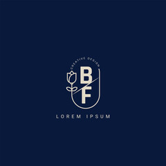 Letter BF and FB creative logo with beauty floral concept premium vector