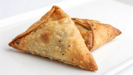 One samosa isolated on white background