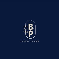 Letter BP and PB creative logo with beauty floral concept premium vector