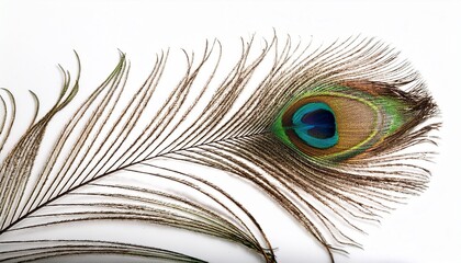 Fototapeta premium peacock feather on white background