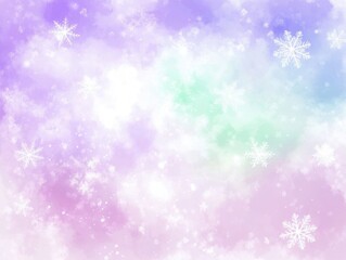 Delicate Winter Watercolor Design with Lavender Hues and Snowflake Patterns, Serene Frosty Atmosphere for Holiday Cards & Seasonal Invitations