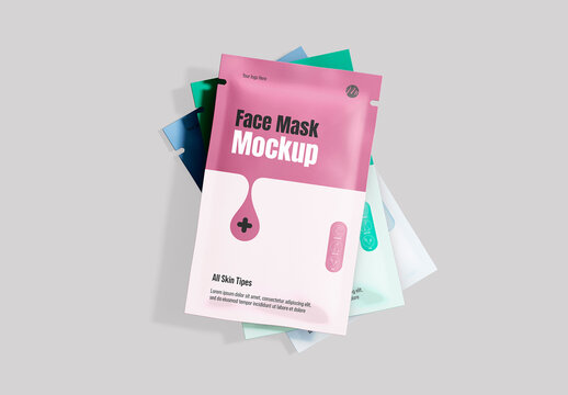 Three Closed Facial Skincare Mask Mockup
