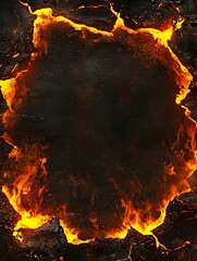 Intense volcano featuring vibrant lava on a striking dark backdrop, ideal for adventure themes.