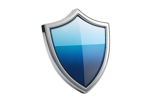 Security shield protection safety blue silver icon on transparent background