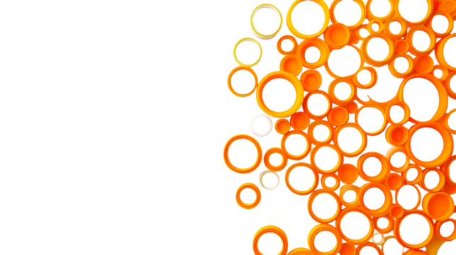 Orange circles, black background composition, cut out transparent