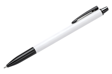 White and black pen stationery writing instrument on transparent background