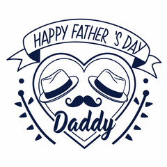 Happy Fathers Day Celebration With Hat And Mustache Design Vector Illustration