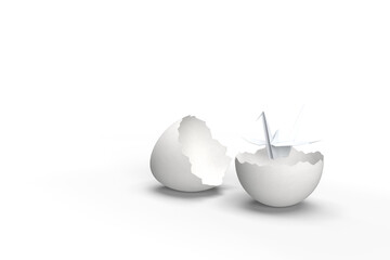 Origami Bird Emerging from a Cracked Egg Symbolizing Creativity and Freedom