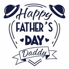 Elegant Happy Fathers Day Greeting With Hats Hearts And Ribbon Design