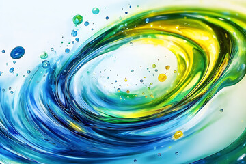 Fototapeta premium A water droplet splashes into a colorful pond, sending ripples outward and reflecting vibrant hues in the sunlight 